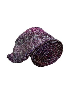 Smithsonian Institution Mens Burgundy & Blue 100% Silk Tie Paisley Pattern